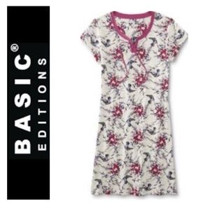 🌺 BASIC EDITIONS Pink Floral Nightgown NWT 2X